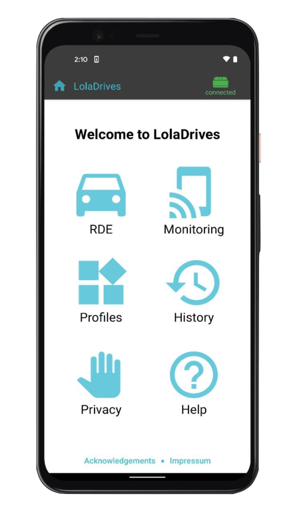A screenshot of the LolaDrives app
